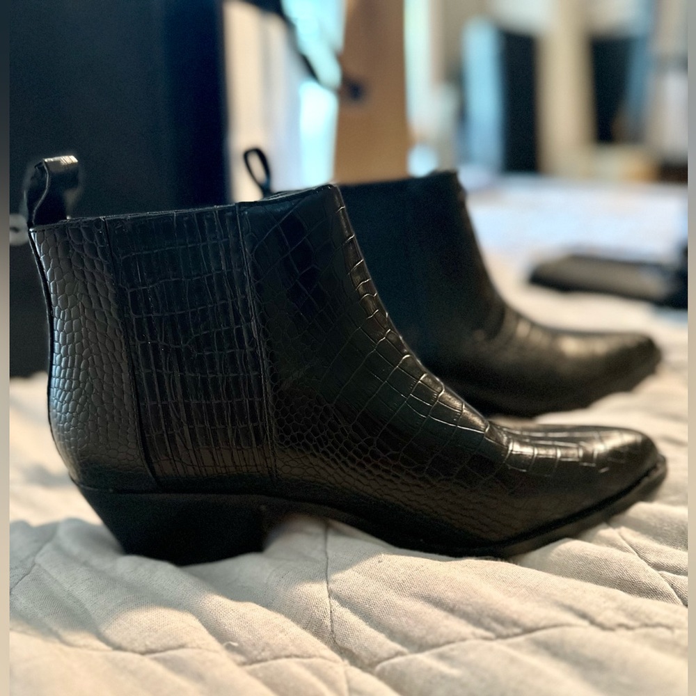 Vegan leather alligator skin boot. Never worn!